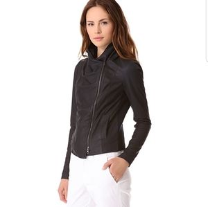 Vince Gray Paper Leather Asymmetrical Scuba Jacket